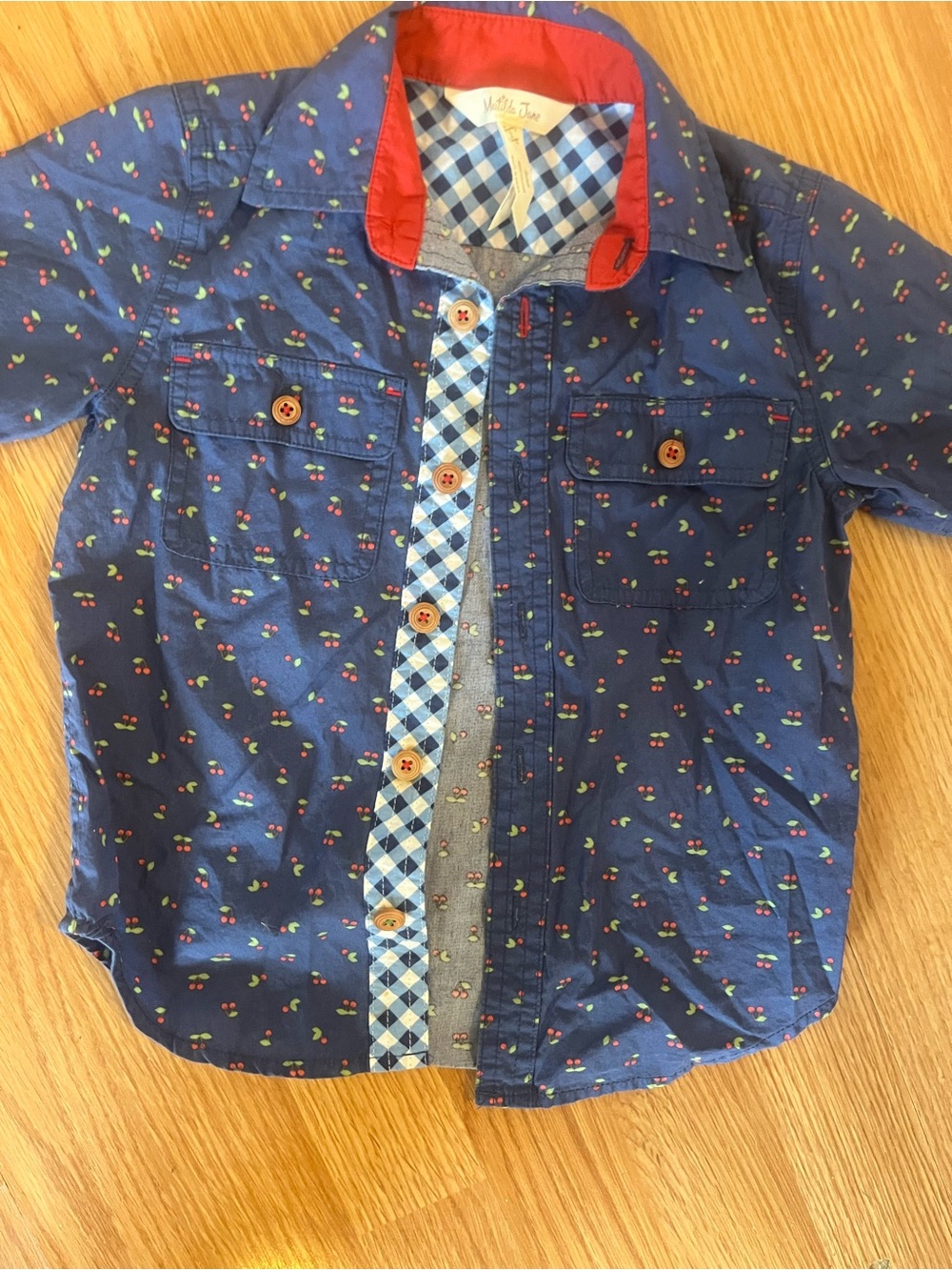 Matilda Jane Navy Cherry-Print Button-Down with Red Collar